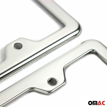 OMAC 2 Pcs Chrome Stainless Steel License Plate Frame Tag Holder VRTK-9600011