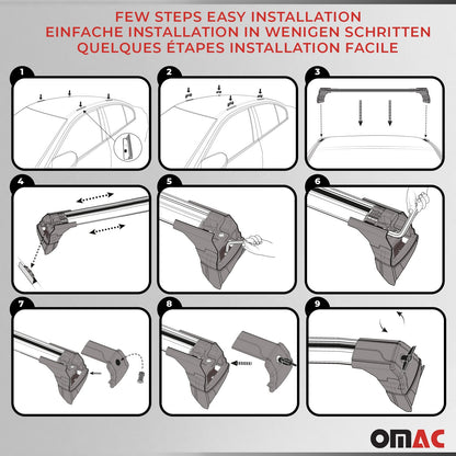 OMAC Fix Points Roof Racks Cross Bar for BMW 3 Series E90 Sedan 2005-2012 Alu Gray '1203913