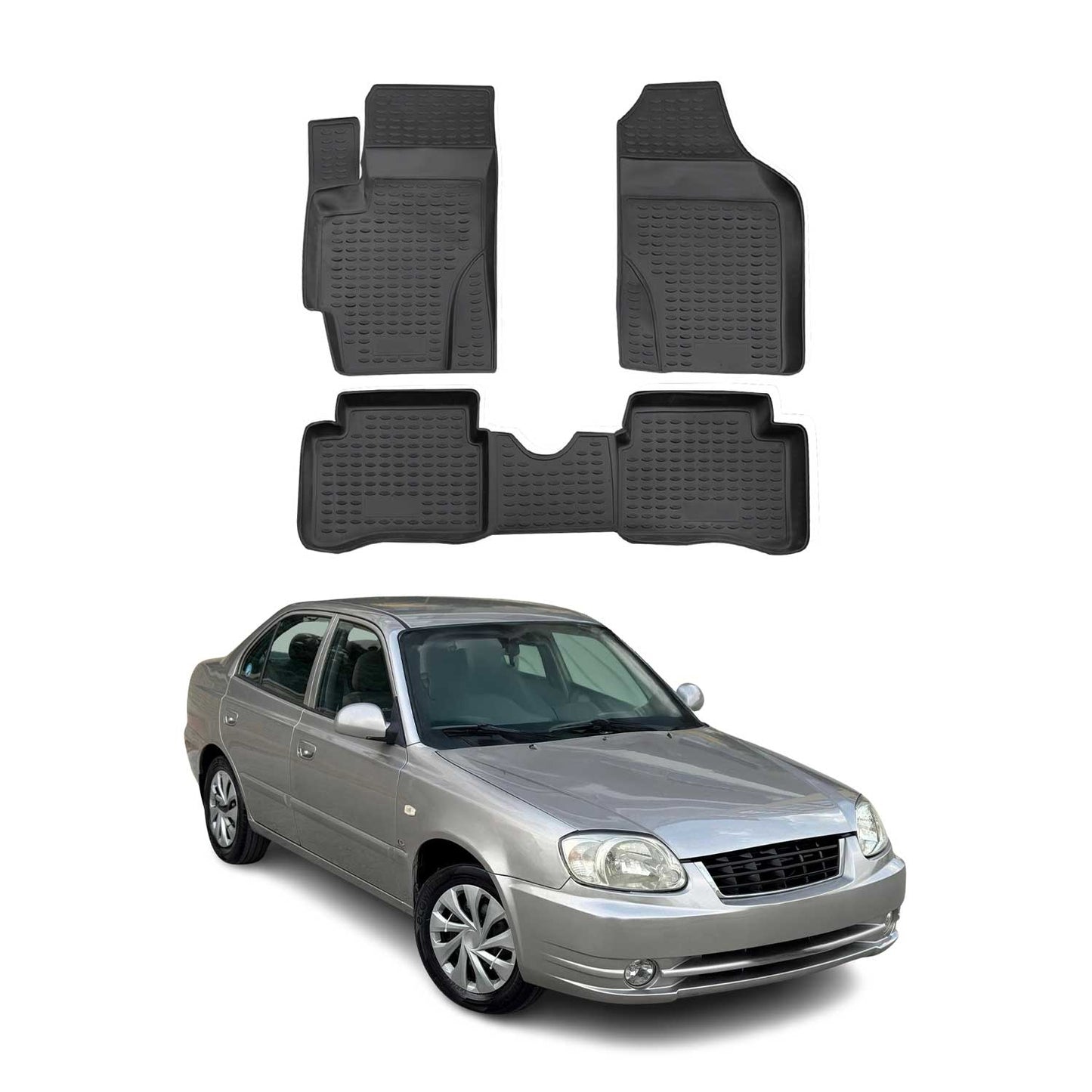 2006-2011 Hyundai Accent Floor Mats Liners Full Set All Weather Black