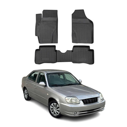 2006-2011 Hyundai Accent Floor Mats Liners Full Set All Weather Black