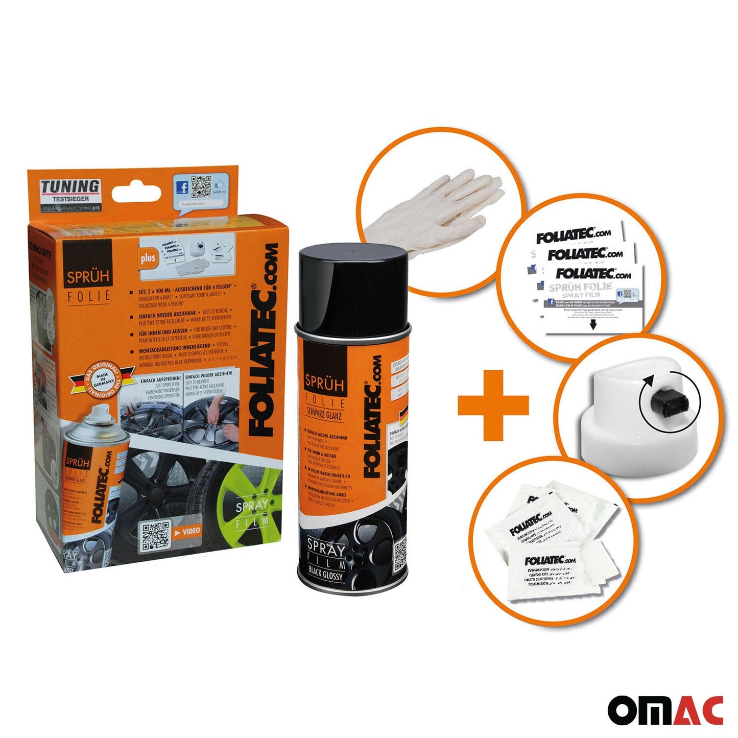 OMAC 2x Foliatec Wheel Rim Hubcaps Spray Paint White Glossy 13.5 Oz 96FT2064