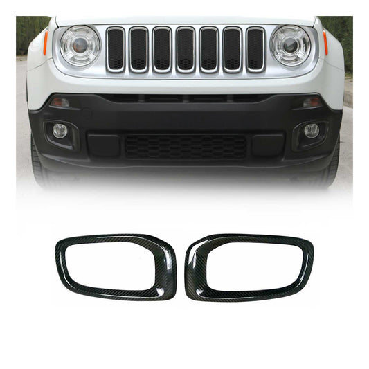 2015-2018 Jeep Renegade Fog Light Lamp Bezel Cover Carbon Fiber Black 2 Pcs