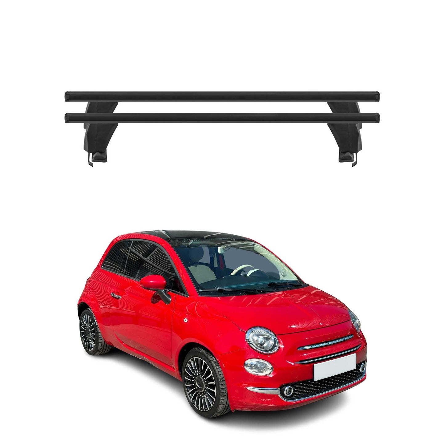 2017-2019 Fiat 500 Roof Rack Cross Bars Black