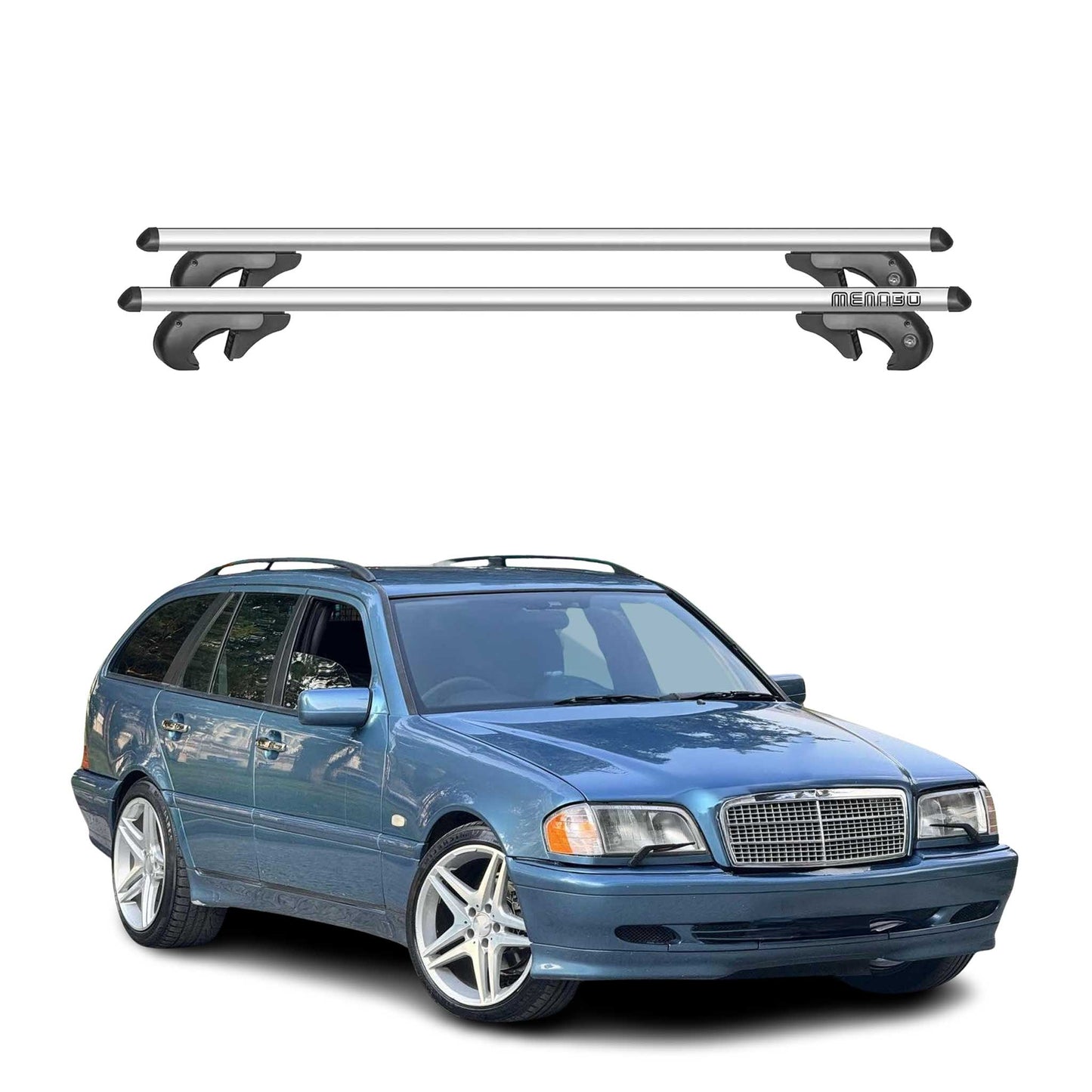 1995-2000 Mercedes C Class W202 Wagon Roof Rack Cross Bars Silver