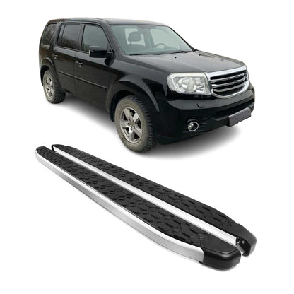 2009-2015 Honda Pilot Running Boards Side Steps Silver & Black