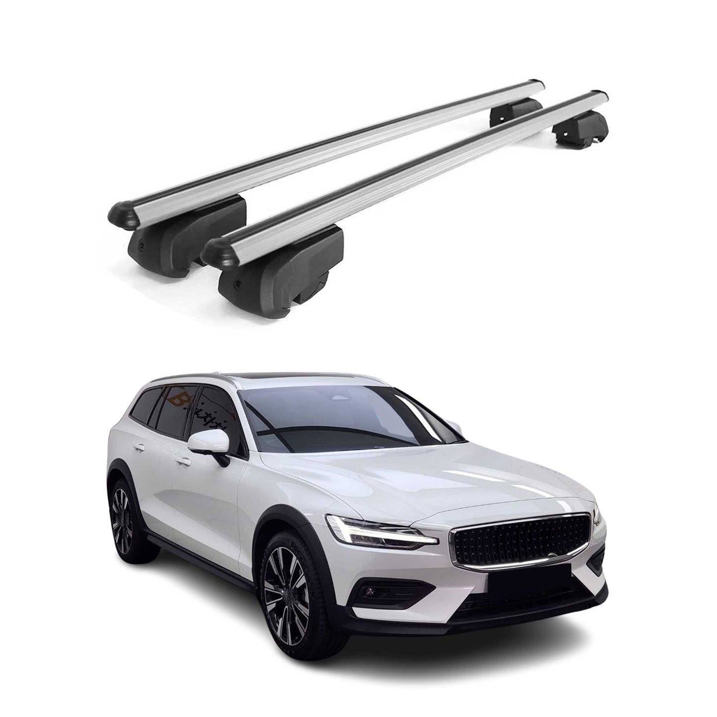 2020-2024 Volvo V60 Cross Country Roof Rack Cross Bars Silver