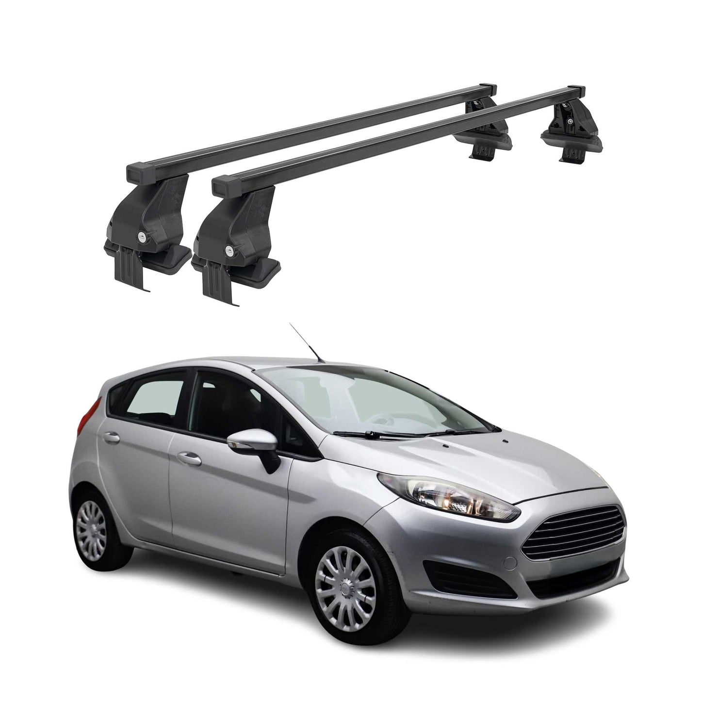 2014-2019 Ford Fiesta Hatchback Roof Rack Cross Bars Black