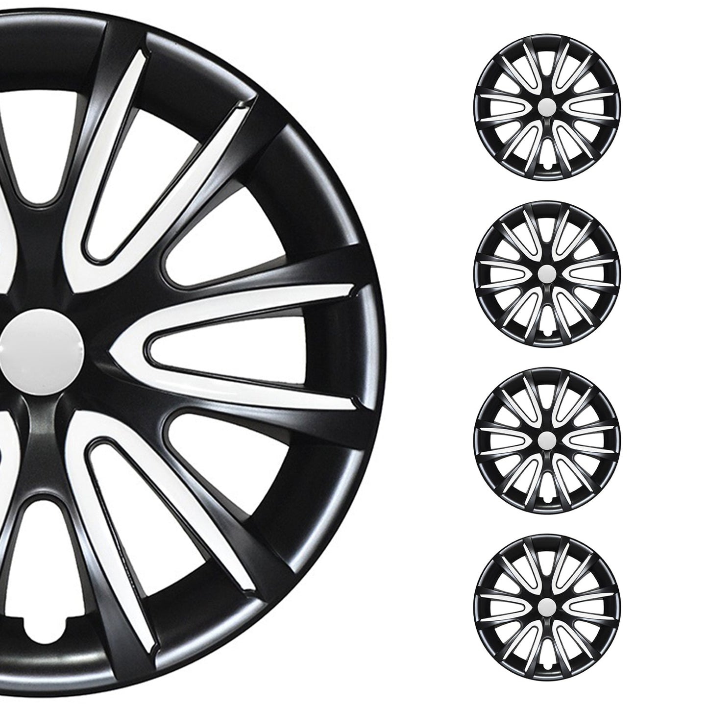 Bicolo Hub Caps Wheel Cover 14" Black & White Full Set 4 pcs.
