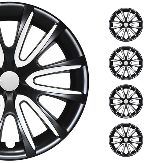 Bicolo Hub Caps Wheel Cover 14" Black & White Full Set 4 pcs.
