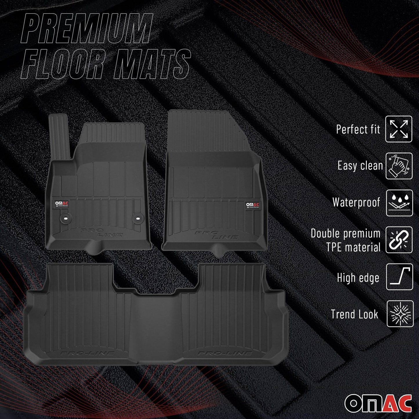 2017-2024 GMC Acadia Premium Floor Mats Liners Full Set All Weather Heavy Duty