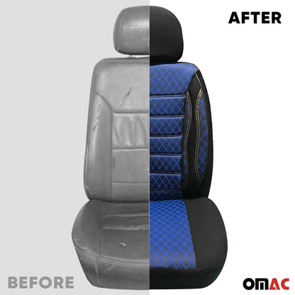 OMAC Front Car Seat Covers Protector for Mercedes Metris 2016-2024 Black & Blue 2+1 A011851