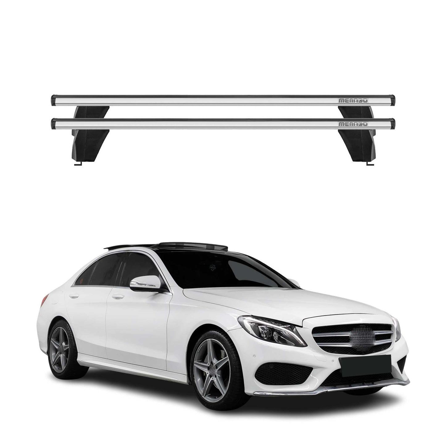 2015-2021 Mercedes C Class W205 Sedan Roof Rack Cross Bars Silver