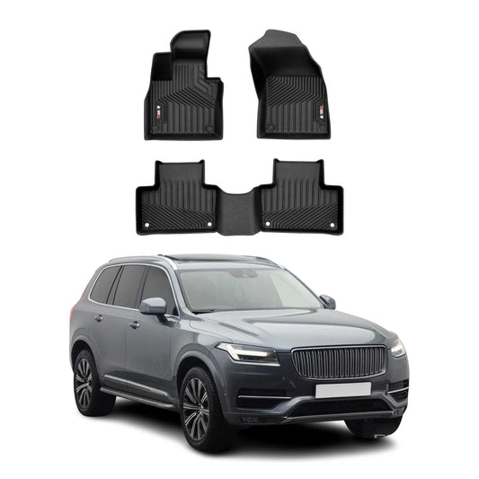 2016-2026 Volvo XC90 Premium Floor Mats Liners First and Second Row Set Black