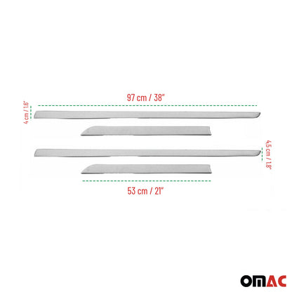 OMAC Side Door Molding Trim Skirt Garnish for RAM Stainless Steel Silver 4 Pcs U028551