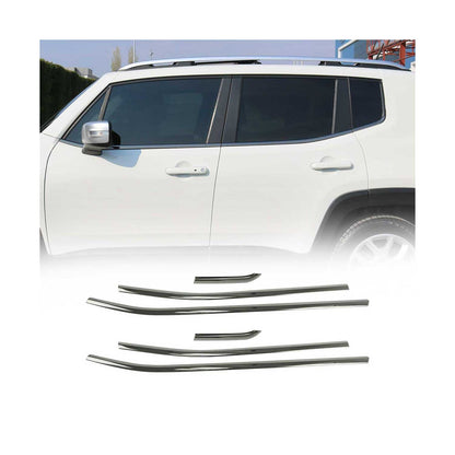 2015-2024 Jeep Renegade Window Molding Trim Streamer Steel Dark 6 Pcs