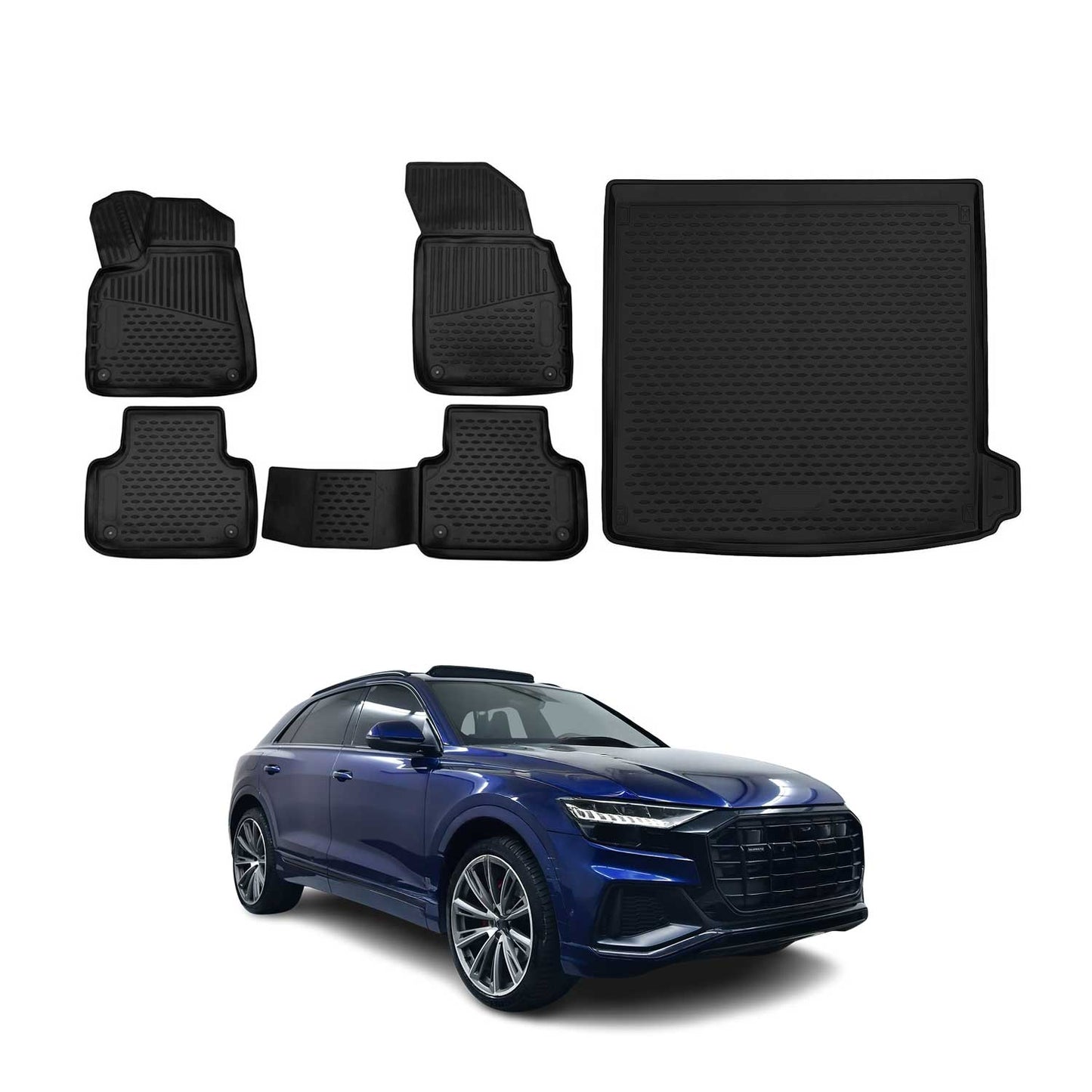 2019-2025 Audi Q8 Floor Mats & Cargo Liner Full Set All Weather Black