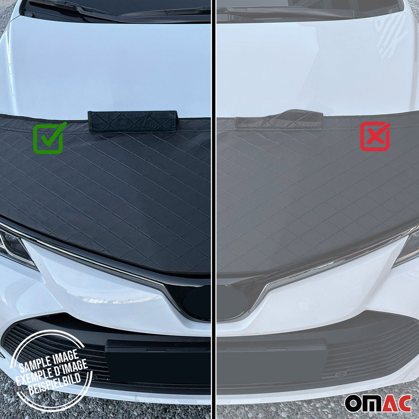 OMAC Car Bonnet Mask Hood Bra Diamond for Mercedes Sprinter W906 2014-2018 Black 4735BSD4