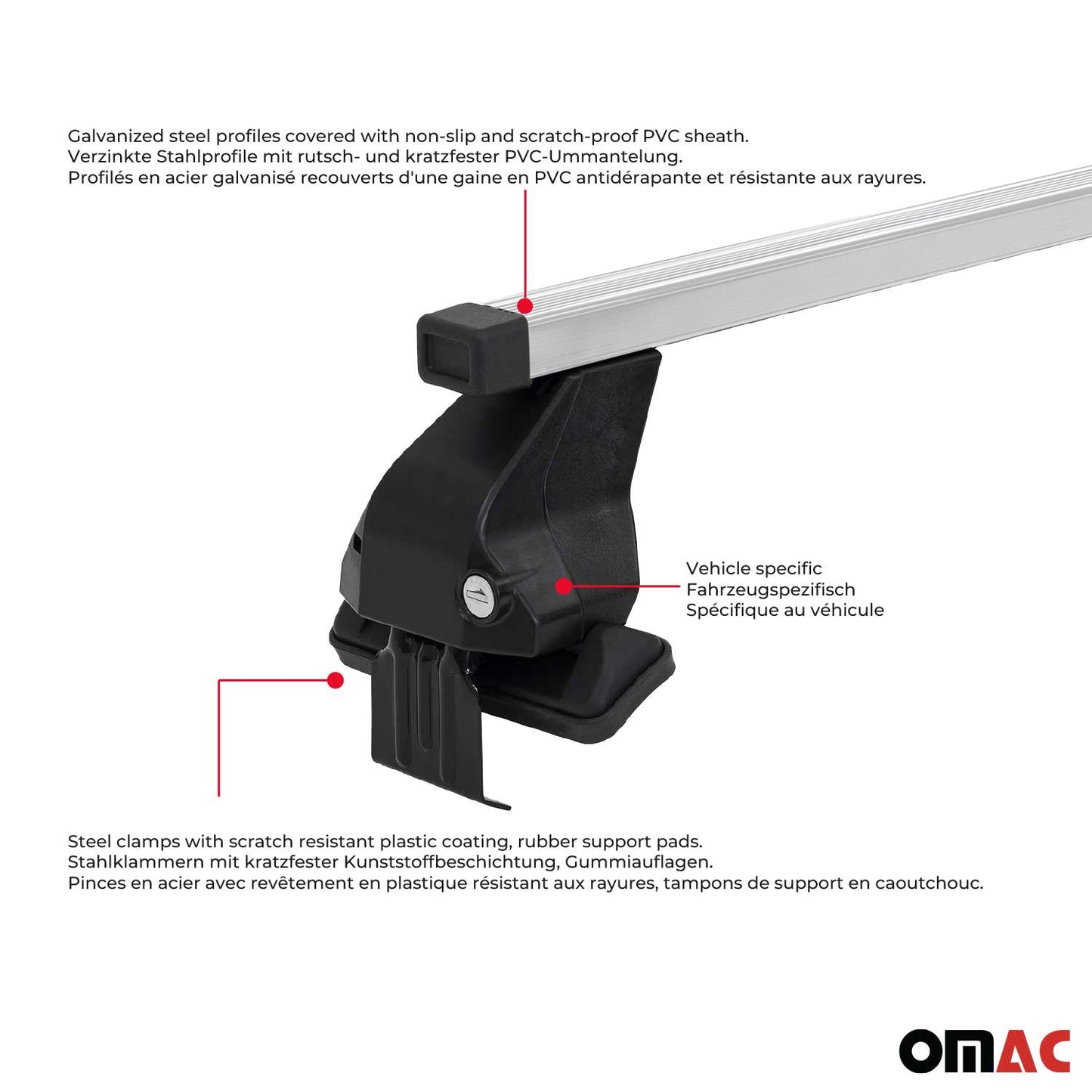 2015-2022 VW Passat B8 Roof Rack Cross Bars Silver