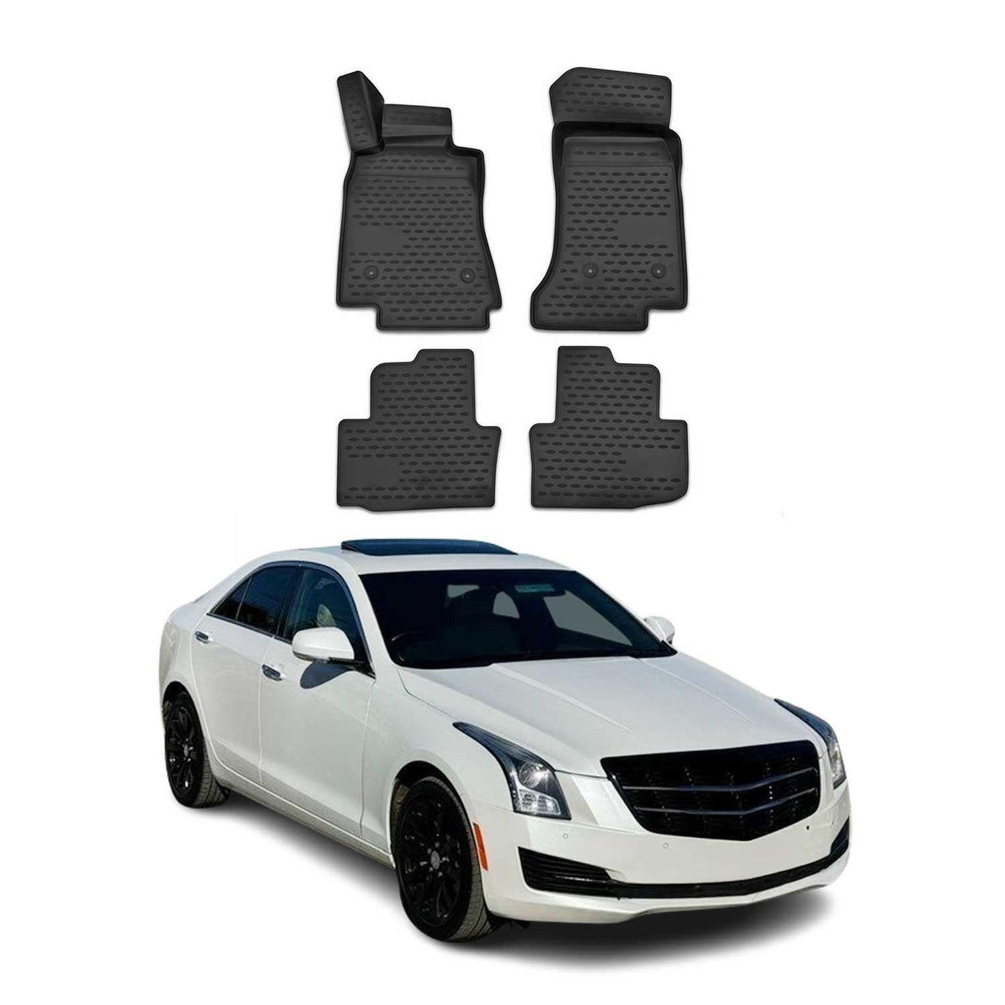 2013-2016 Cadillac ATS Floor Mats Liners Full Set All Weather Black