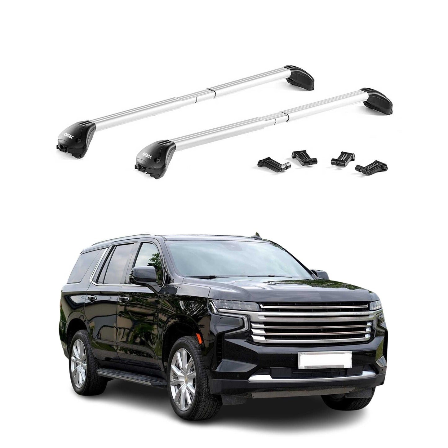2021-2025 Chevrolet Tahoe Roof Rack Cross Bars Silver Carrier 2 Pcs