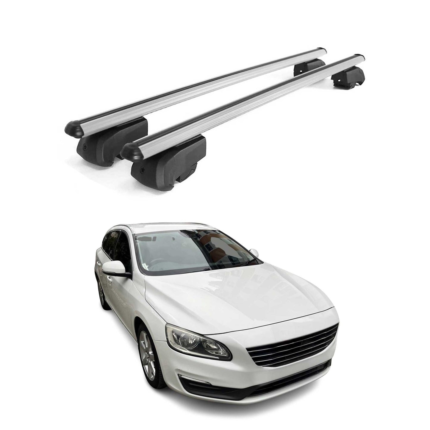 2015-2018 Volvo V60 Roof Rack Cross Bars Silver