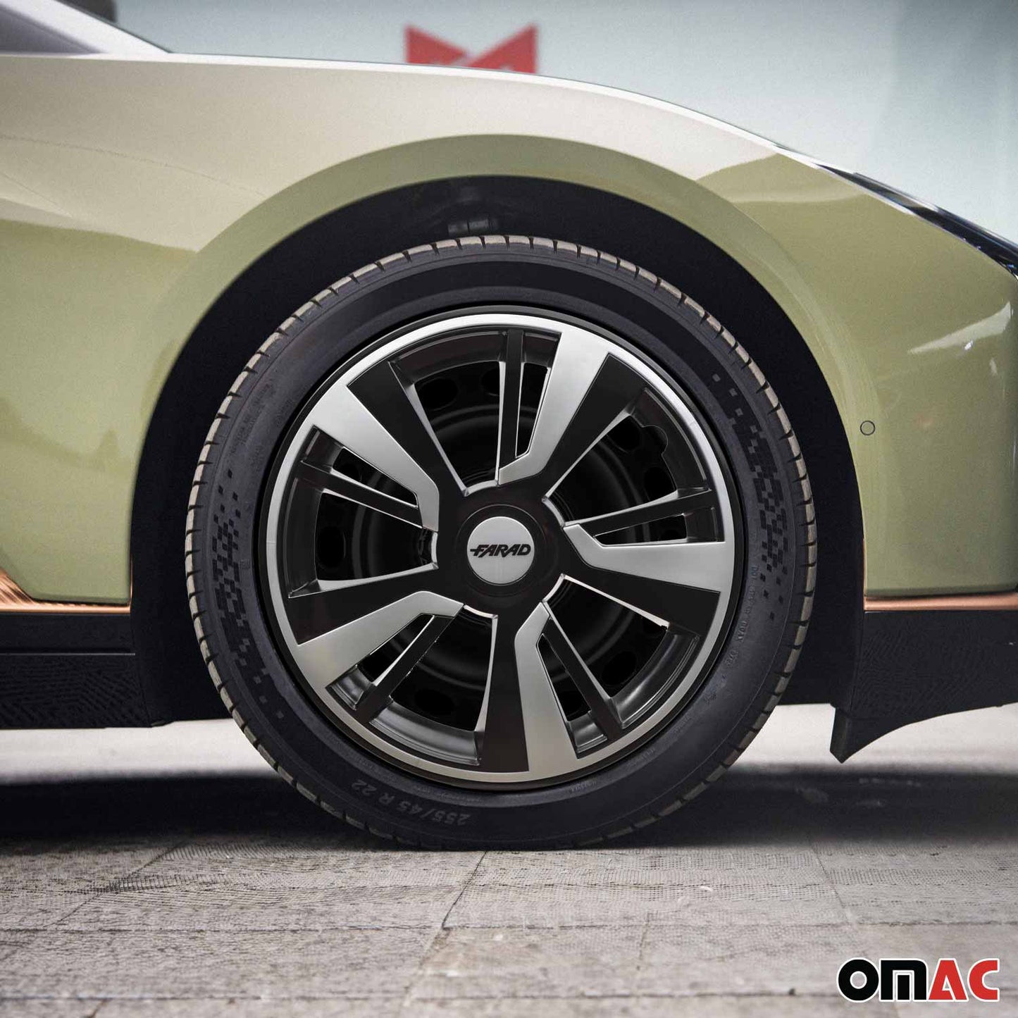 OMAC 16" Hubcaps Wheel Rim Cover Black with Light Grey Insert 4pcs Set VRT99FR243B16LG