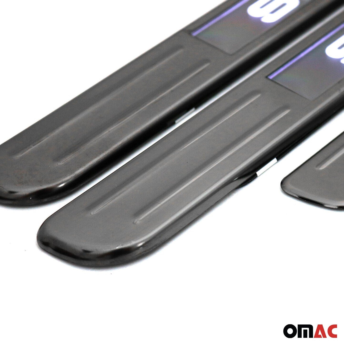 Fiat Door Sill Scuff Plate Illuminated Sport Stainless Steel Dark 4 Pcs