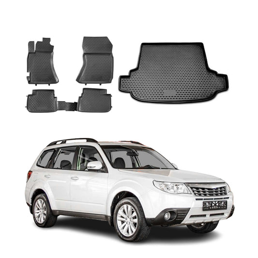 2009-2013 Subaru Forester 2.5 XT Floor Mats & Cargo Liner Full Set All Weather Black