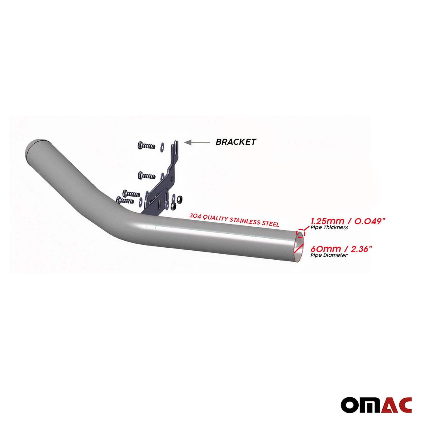 OMAC Local Pickup Bull Bar Push Front Bumper for Nissan Rogue 2017-2020 Silver 1 Pc U025419