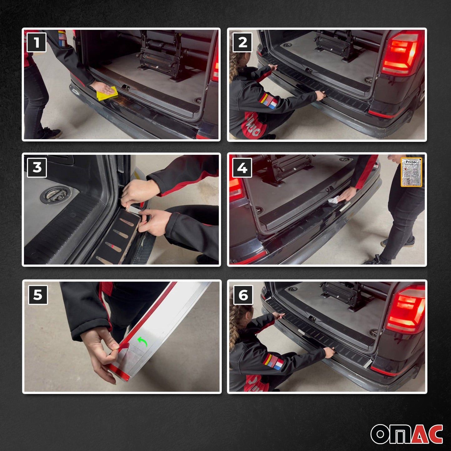 2024 Fiat 500e HB Cabrio Rear Bumper Sill Cover Carbon Foiled Stainless Steel Black 1x