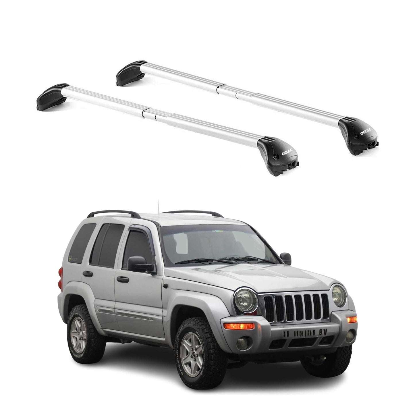 2002-2007 Jeep Cherokee Kj Roof Rack Cross Bars Silver