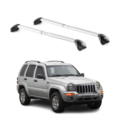 2002-2007 Jeep Cherokee Kj Roof Rack Cross Bars Silver