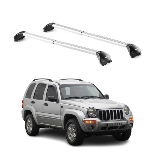 2002-2007 Jeep Cherokee Kj Roof Rack Cross Bars Silver
