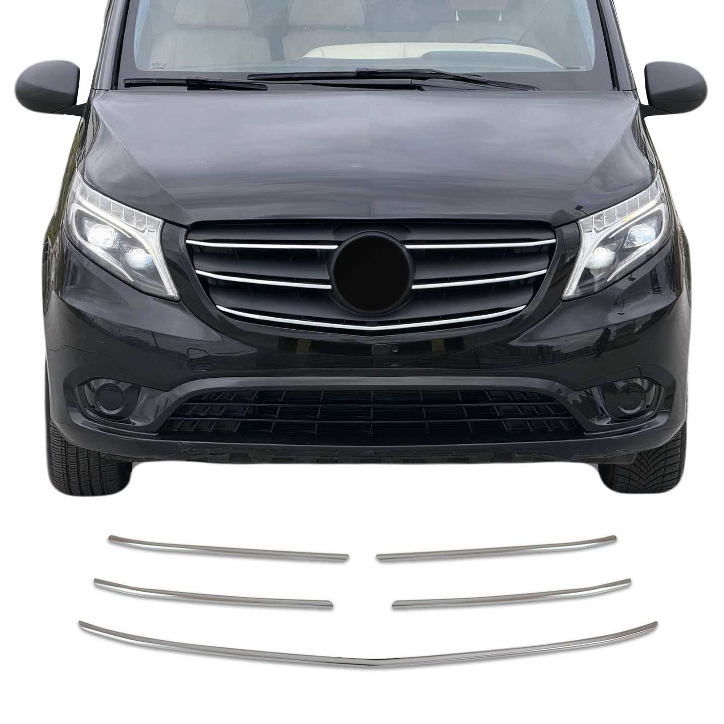 2021-2024 Mercedes Metris Front Bumper Grill Trim Molding Stainless Steel 5x