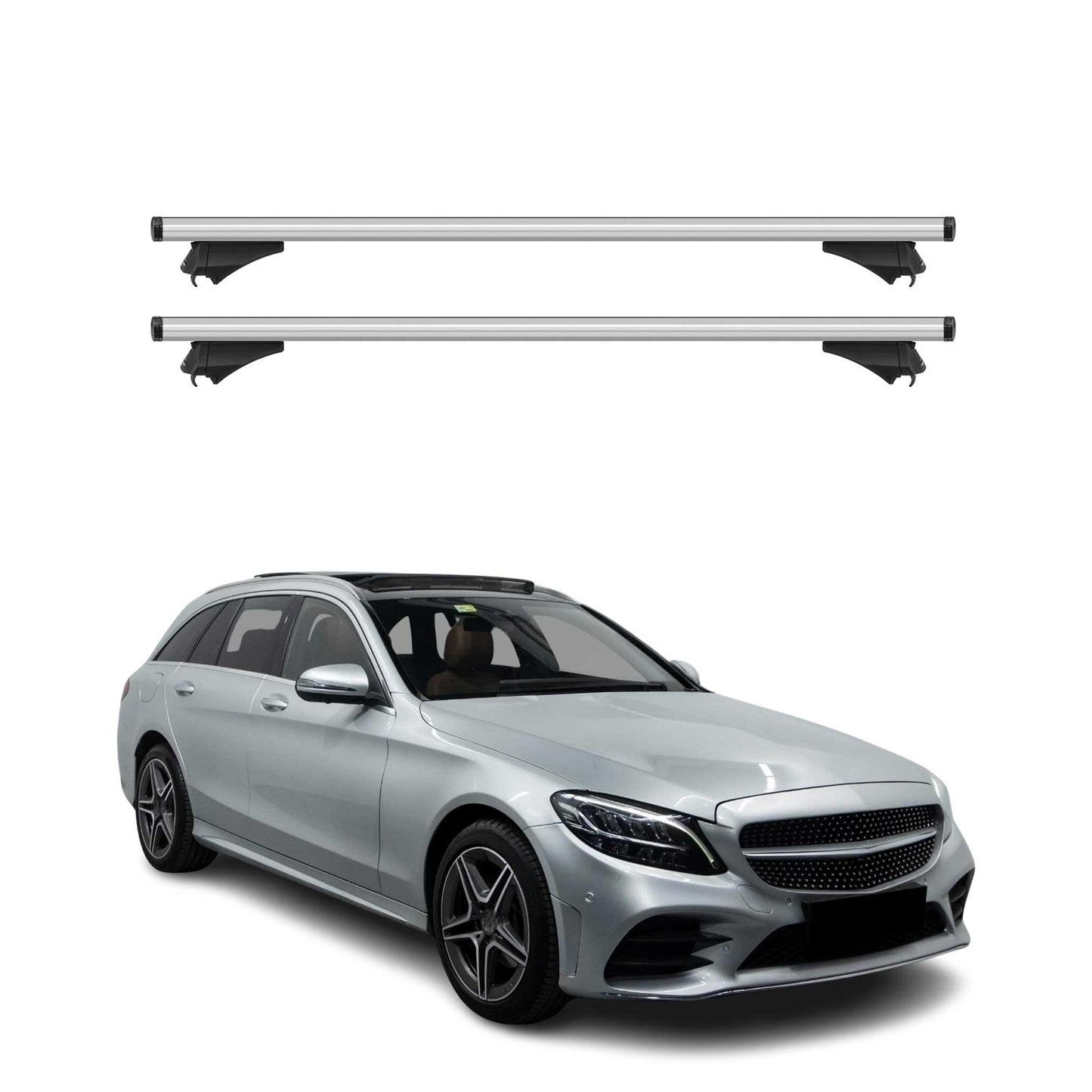 2015-2021 Mercedes C Class S205 Wagon Roof Rack Cross Bars Silver