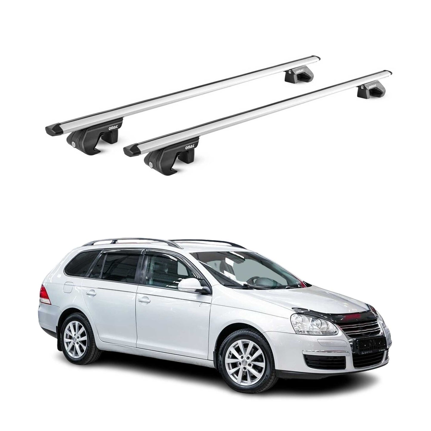 2010-2014 VW Jetta SportWagen Roof Rack Cross Bars Silver