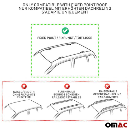 OMAC Trunk Bed Carrier Roof Racks Cross Bars for VW Caddy 2021-2024 Metal Black 2Pcs 7566910B-2