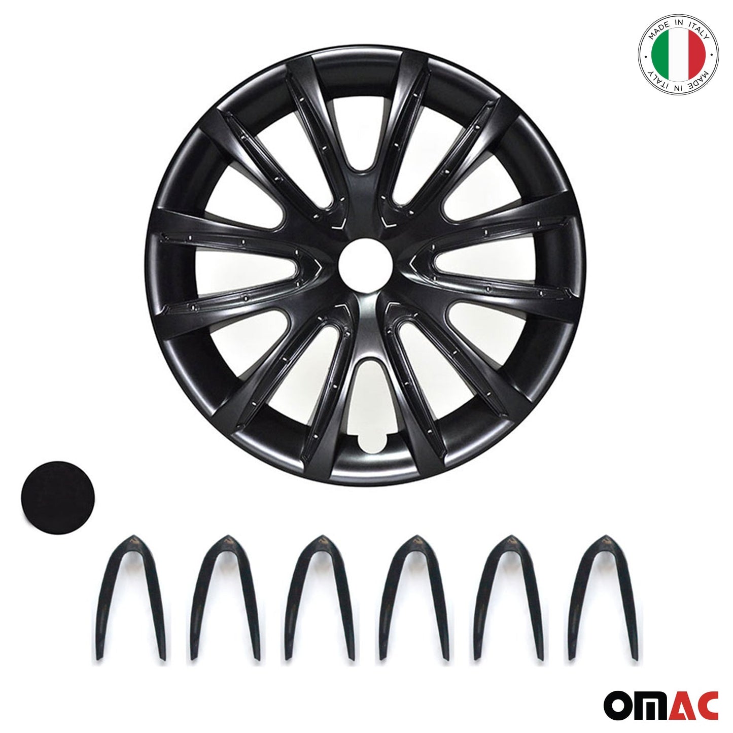 Bicolo Hub Caps Wheel Cover 16" Black & Black Full Set 4 pcs.