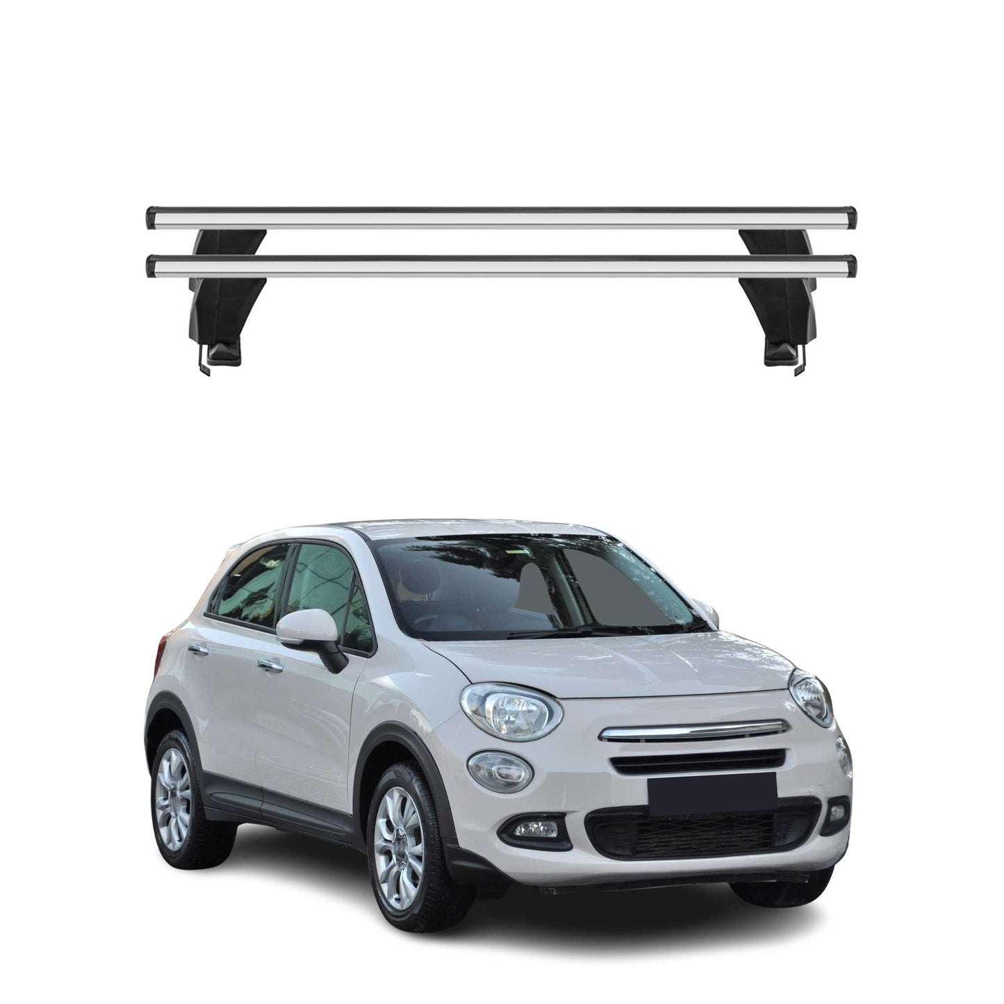 2016-2023 Fiat 500X Roof Rack Cross Bars Silver
