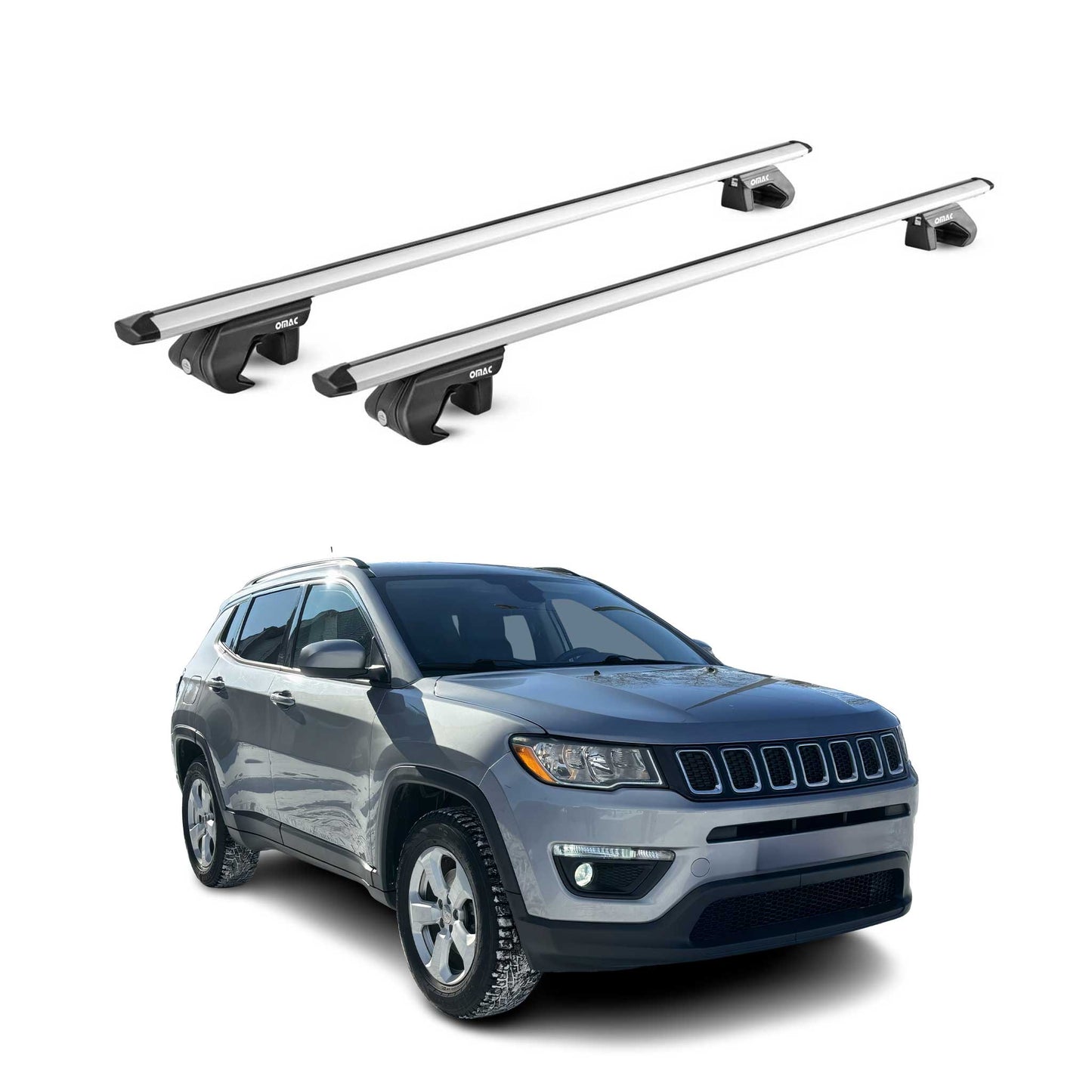 2007-2010 Jeep Patriot Roof Rack Cross Bars Silver