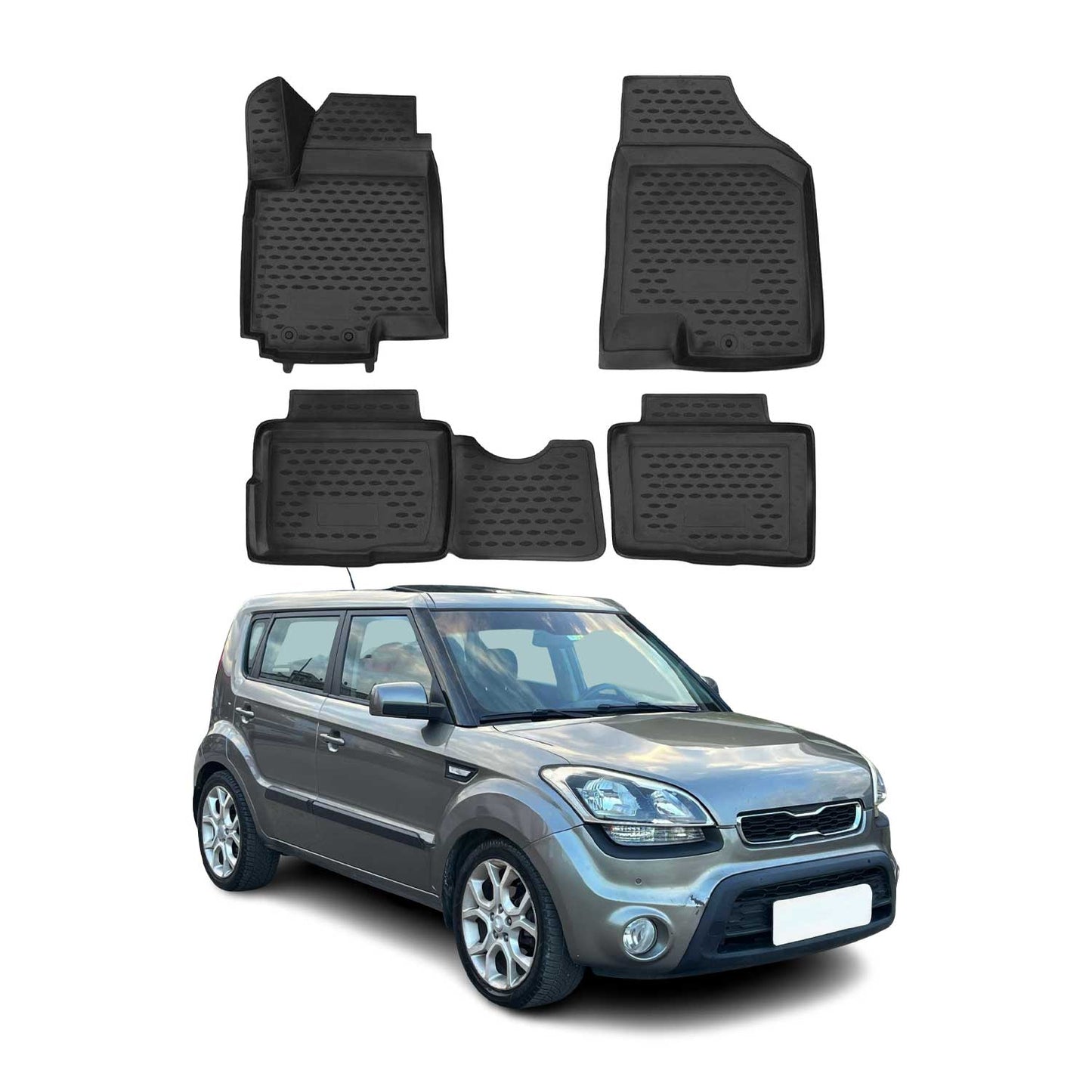 2010-2013 Kia Soul Floor Mats Liners Full Set All Weather Black