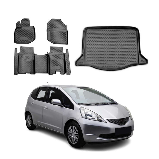 2009-2013 Honda Fit Floor Mats & Cargo Liner Full Set All Weather Black
