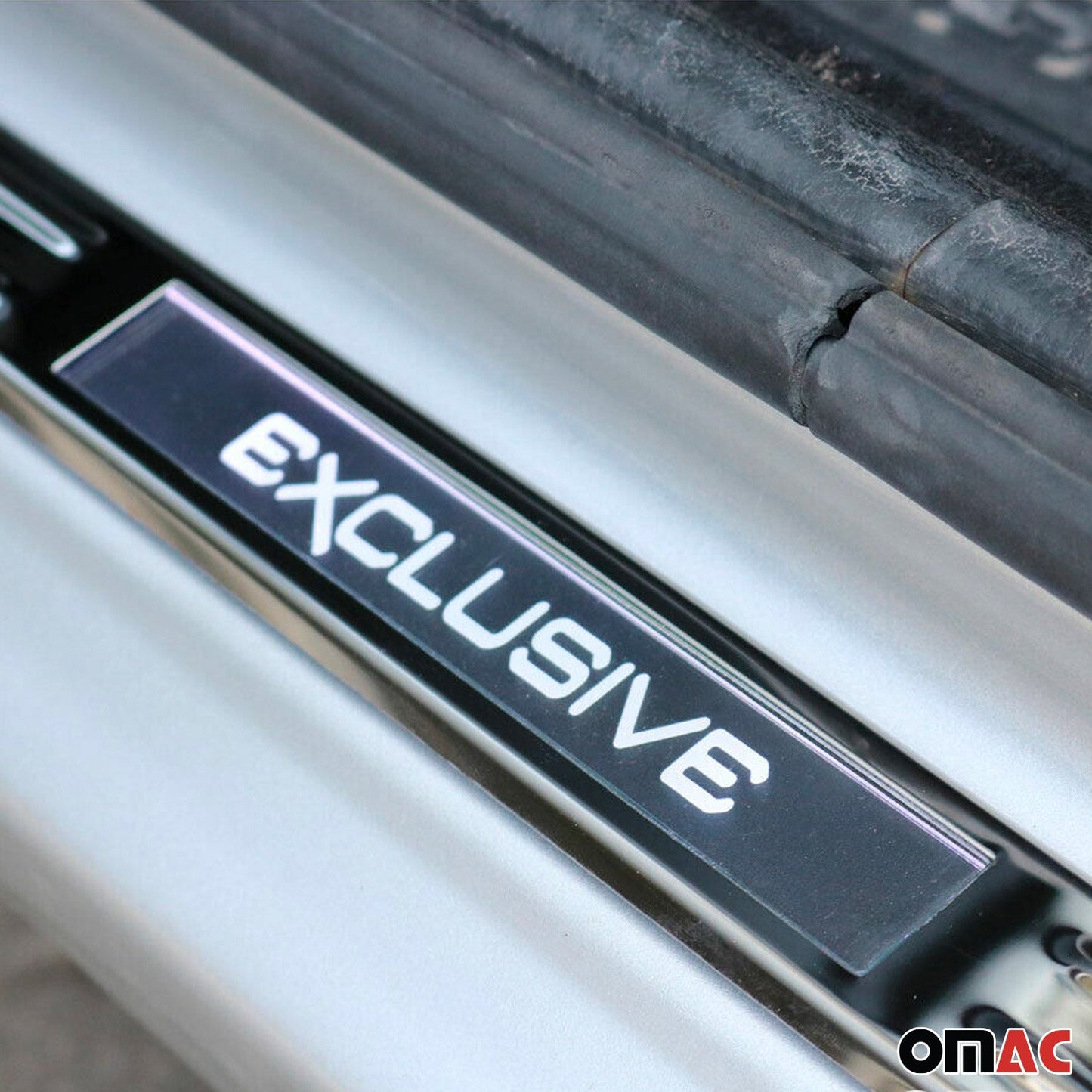 OMAC Door Sill Scuff Plate Illuminated for Audi A6 S6 RS6 Exclusive Steel Silver 4x U016549