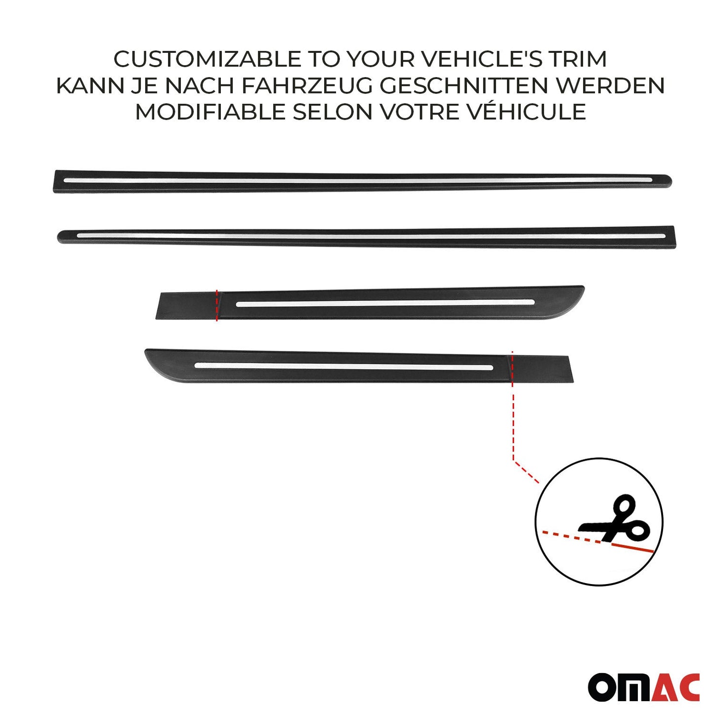 OMAC Side Door Protector Black and S.Steel Trim Cover Accessory for Car SUV Trucks 96131P2