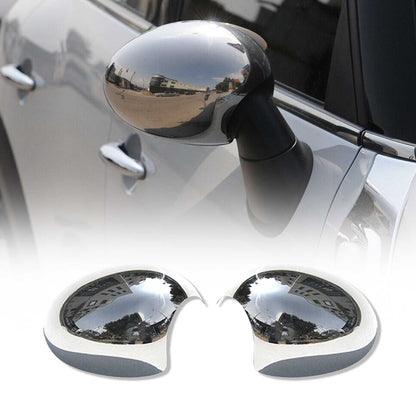 2008-2014 Mini Cooper Clubman R55 Side Mirror Cover Caps Stainless Steel Silver 2 Pcs