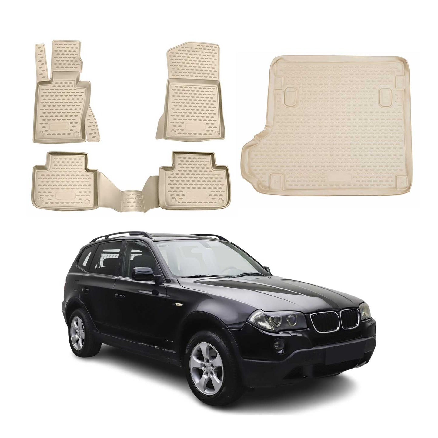 2004-2010 BMW X3 E83 Floor Mats & Cargo Liner Full Set All Weather Beige