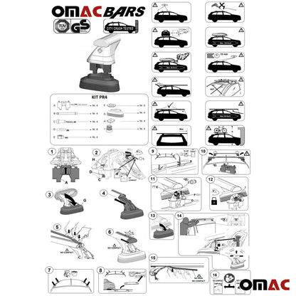 OMAC Cross Bars Roof Rack Rails Set for Maserati Levante 2017-2024 Black 2Pcs U015506