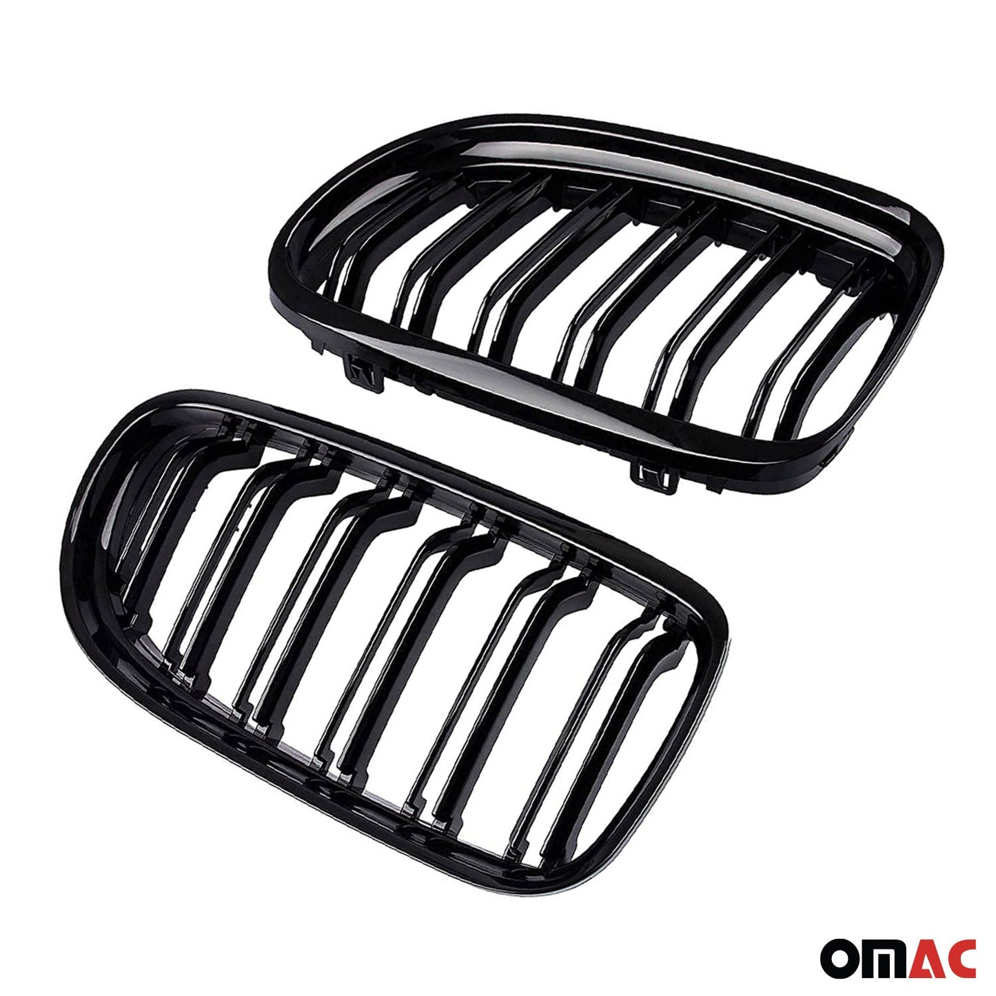OMAC For BMW E90 E91 2009-2012 Front Kidney Grille M4 Style Gloss Black Dual Slat 1203P084M