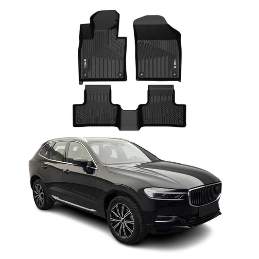 2018-2026 Volvo XC60 Premium Floor Mats Liners First and Second Row Set Black