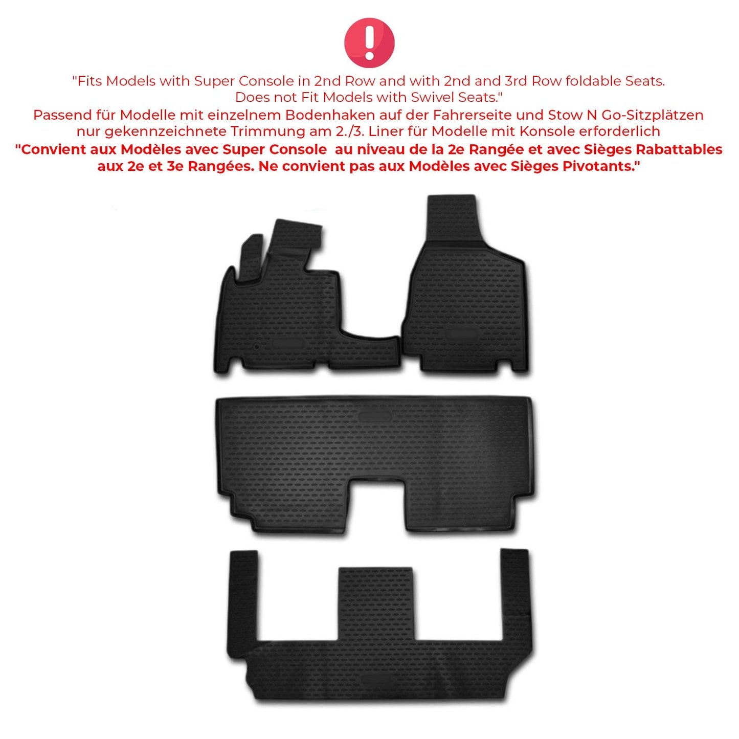 2008-2020 Dodge Grand Caravan Floor Mats Liners Full Set All Weather Black